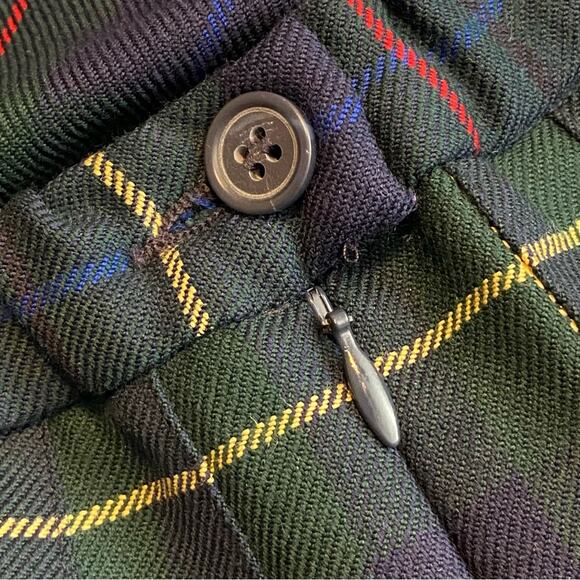 FABULOUS Vintage PENDLETON Classic Green Tartan Plaid Pleated Wool Midi Skirt - Picture 7 of 7